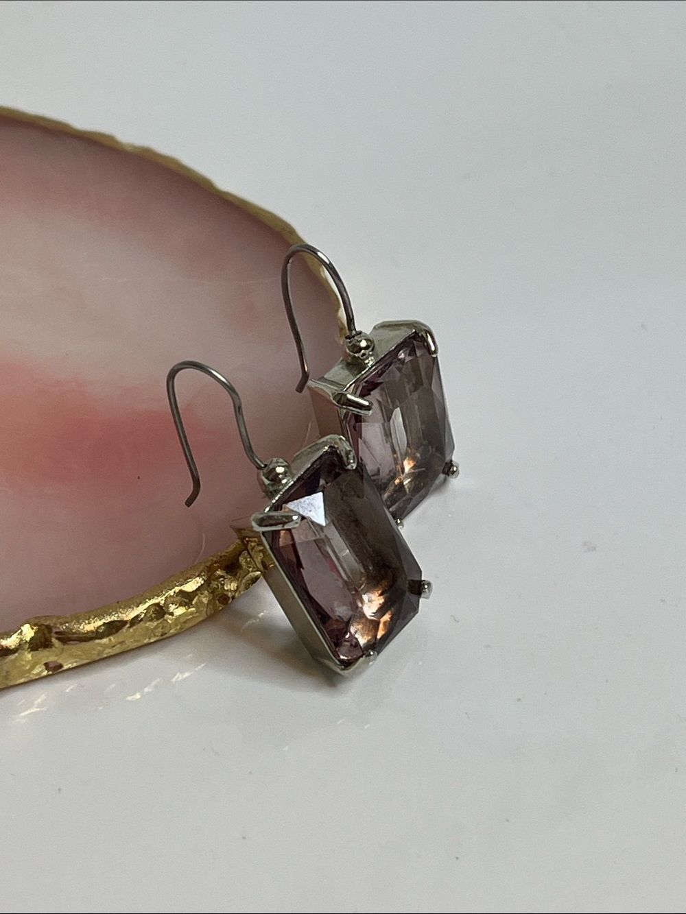 Silver-Tone Rectangular Light Crystal Drop Earrings - Women Jewelry - Picture 9 of 9